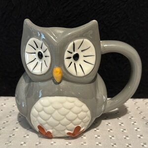 Owl Ceramic Coffee Mug 12 oz 3D Collectible Novelty Threshold Stoneware Gray
